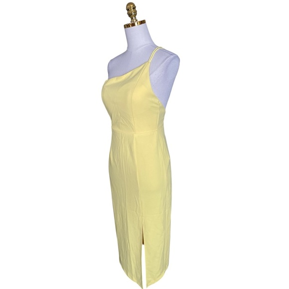 Hello Molly Butter Yellow One Shoulder Bodycon Sheath Cocktail Dress Size 8 - Picture 5 of 9